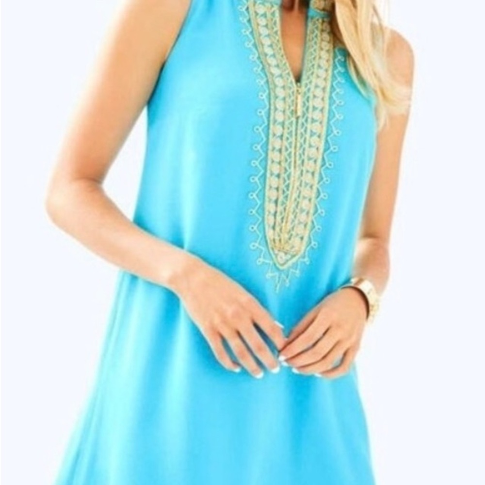 Lilly Pulitzer Turquoise Top with Gold Detailing